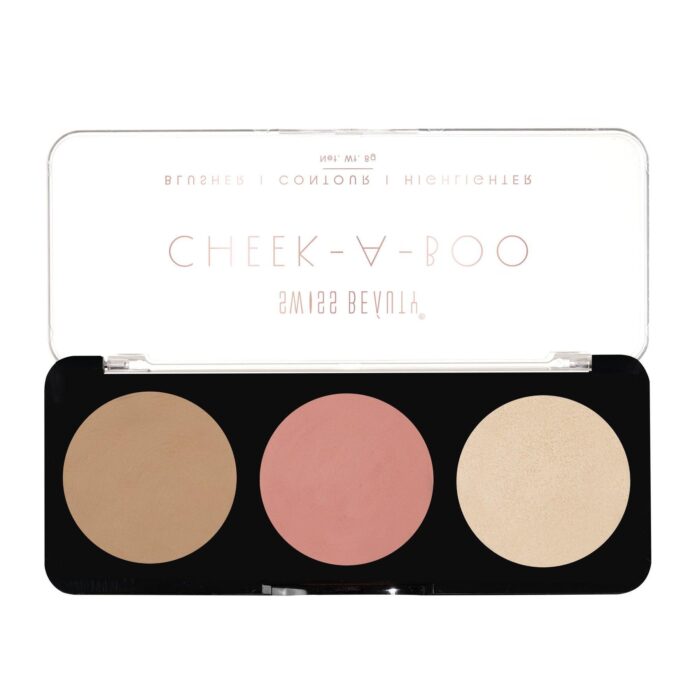 Swiss Beauty Cheek-A-Boo 3-in-1 Face Palette with Blusher, Contour and Highlighter