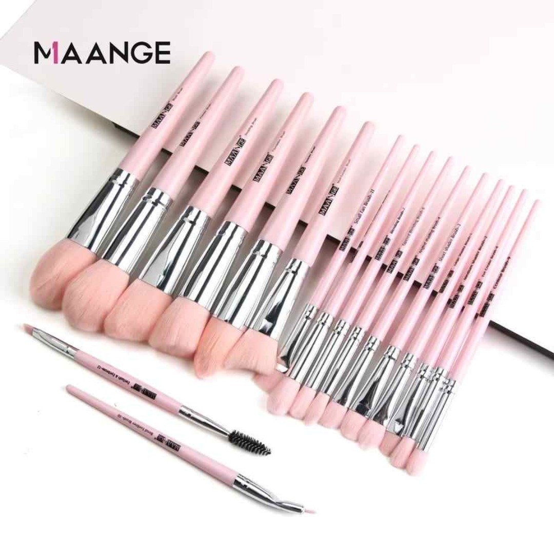 maange-18pcs-brush-set-pink Mange 18 Pcs Makeup Brush Set (Pink)